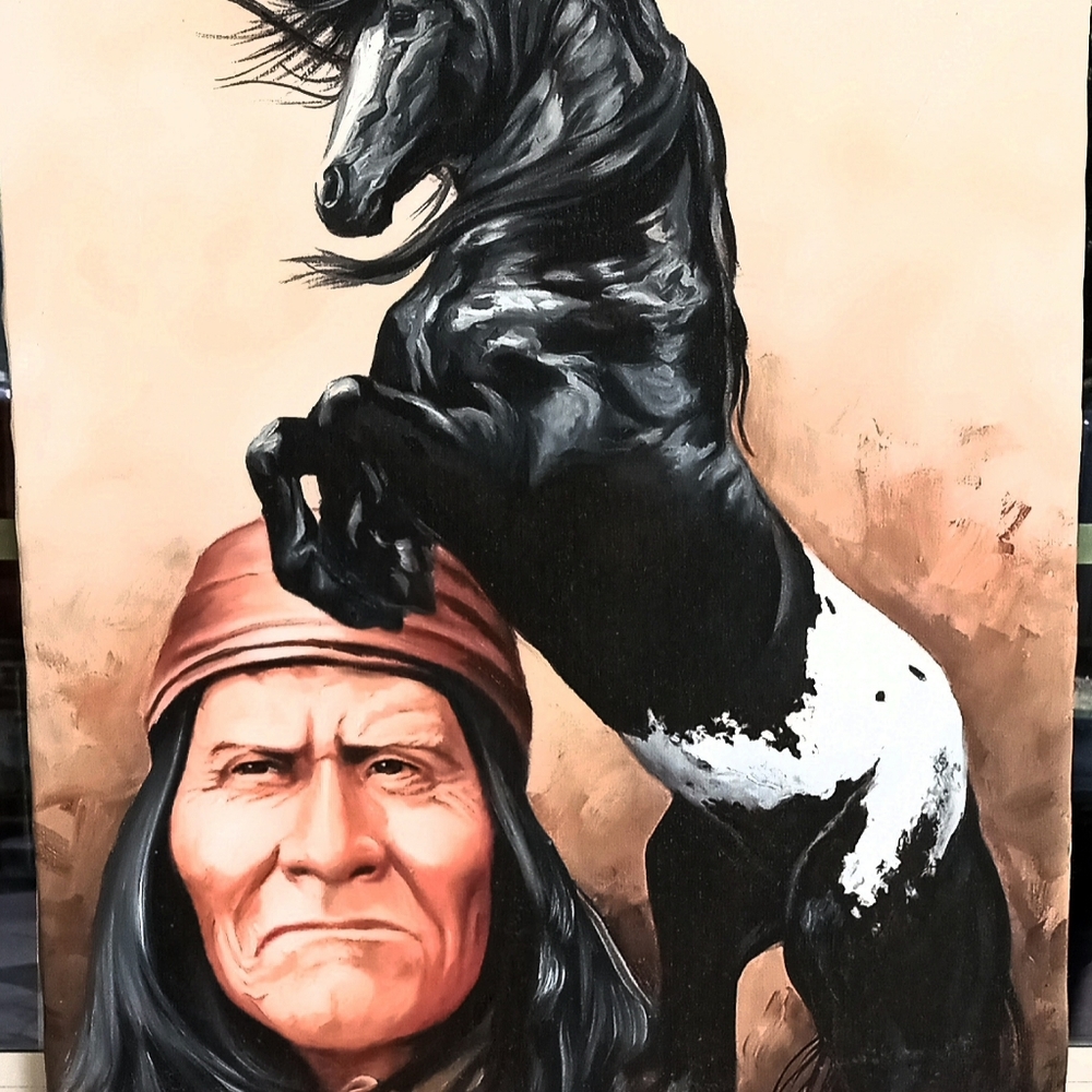 NATIVE AMERICAN oil painting